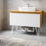 Denko Taylan 85 cm Mdf Beyaz Banyo Dolabı Alt Modül ve Lavabo