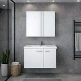 Denko Terra 80 cm Beyaz Banyo Dolabı Seti