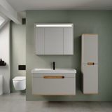 Denko Troy 100 cm Kül Gri Hazar Banyo Dolabı Takımı