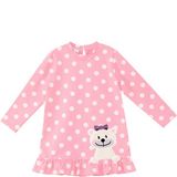 Denokids Ayıcık Kız Bebek Puantiyeli Pembe Elbise - 24 - 30 Ay