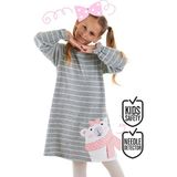 Denokids Ayıcık Kız Çocuk Çizgili Elbise - 4 Yaş - Gri