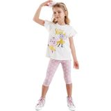 Denokids Balerin Hayvanlar Fırfırlı Puantiyeli Kız Çocuk Yazlık T-shirt Tayt Takım