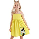 Denokids Bee Happy Sarı Kız Çocuk Elbise - 3 Yaş