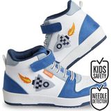 Denokids Beyaz Mavi Roket Sneakers Erkek Çocuk Spor Ayakkabı Düz Taban Cırtcırt Bağlama - Beyaz - Mavi