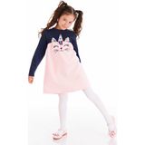 Denokids Catcorn Kız Çocuk Elbise 2 Yaş Günlük Stil ve Eğlenceli Silüet ile Lacivert