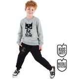 Denokids Cesur Erkek Çocuk Eşofman Takım - 7 Yaş - Gri - Siyah