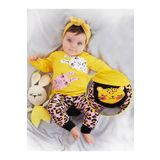 Denokids Cff-22S1-177 Kız Bebek Leopar T-shirt Tayt Pantolon Takım