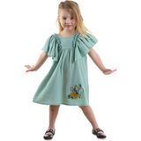 Denokids Çiçekli Kız Bebek Çocuk Yeşil Müslin Elbise - 1 - 1,5 Yaş