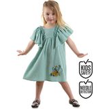 Denokids Çiçekli Kız Bebek Çocuk Yeşil Müslin Elbise - 3 Yaş