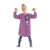 Denokids Çiçekli Kız Çocuk Lila Kadife Elbise