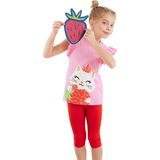 Denokids Çilek Kız Çocuk T-Shirt Tayt Takım - Pembe - 2 Yaş