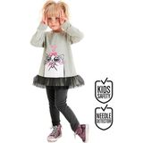 Denokids Cute Cat Kız Çocuk Tüllü Tunik Tayt Takım - 8 Yaş - Gri