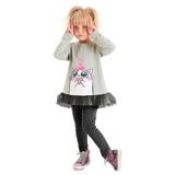 Denokids Cute Cat Kız Çocuk Tunik Tayt Takım, Gri, Antresit, 8 Y