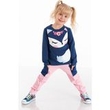 Denokids Cute Fox Kız Çocuk T-shirt Pantolon Takım 3 Yaş Eğlenceli Tema ile Üretildi - Lacivert