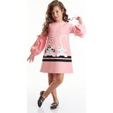 Denokids Cute Friends Kız Çocuk Dokuma Elbise - 4 Yaş - Pembe