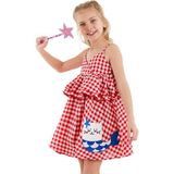Denokids Deniz Kedisi Kız Çocuk Kırmızı Ekose Elbise - 2 Yaş
