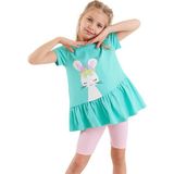 Denokids Deniz Tavşanı Kız Çocuk T-Shirt Tayt Takım - Pembe - 2 Yaş
