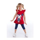 Denokids Denizci Kedi Kız Çocuk Tunik Tayt Takım
