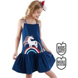 Denokids Denizci Unicorn Lacivert Kız Çocuk Elbise - 2 Yaş