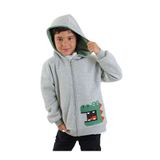 Denokids Dinozor Erkek Çocuk Fermuarlı Kapüşonlu Gri Sweatshirt