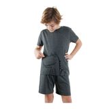 Denokids Dinozor Erkek Çocuk Gri Alt Üst Pijama Takım