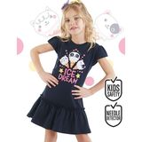 Denokids Dondurma Rüyası Pamuklu Kız Çocuk Lacivert Elbise - 3 Yaş