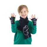 Denokids Erkek Çocuk Dinozor Desenli Lacivert Parmaksız Eldiven 2-8 Yaş