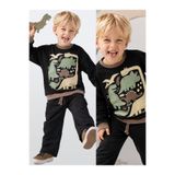 Denokids Erkek Çocuk Eşofman Takım %100 Pamuk Dinozor Baskılı Kışlık (2-8 Yaş)