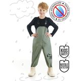 Denokids Erkek Çocuk İnşaat Araçları Desenli Haki Su Geçirmez Ayarlanabilir Askılı Yağmur Tulumu 3-8 Yaş - 7 - 8 Yaş