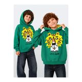 Denokids Erkek Çocuk Kapüşonlu Sweatshirt Kaplan Baskılı Oversize (3-8 Yaş)
