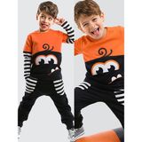 Denokids Erkek Çocuk Kışlık Çizgili Pamuklu Siyah Uzun Kollu 2 Parça Eşofman Takımı 2-8 Yaş - Renkli - 6 Yaş