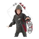Denokids Erkek Çocuk Kışlık Dinozor ve Ekose Desenli Gri Kapüşonlu Uzun Kollu Sweatshirt 2-7 Yaş