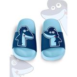 Denokids Erkek Çocuk Terlik Shark Desenli Mavi Renkli Yaz İçin Hafif ve Konforlu - Lacivert