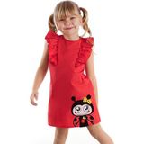 Denokids Fırfırlı Uç Uç Kız Çocuk Elbise - Kırmızı - 5 Yaş
