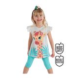Denokids Fırfırlı Zürafa Kız Çocuk Yazlık T-shirt Tayt Takım