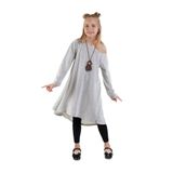 Denokids Gri Kız Çocuk Asimetrik Örme Elbise