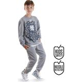 Denokids Harfler Gri Eşofman Takım Uzun Kollu Erkek Çocuk İçin Lastikli Paça ve Beli Özelliğiyle - 6 Yaş