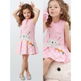 Denokids Havuç Delisi Kız Çocuk Pembe Elbise - 2 Yaş - Pembe - Beyaz
