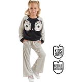 Denokids Ikiz Ceylan Kız Çocuk Kadife Eşofman Takım - 4 Yaş - Gri