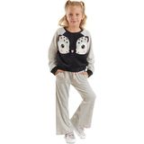 Denokids Ikiz Ceylan Kız Çocuk Kadife Eşofman Takım - 5 Yaş - Gri