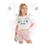 Denokids Ikiz Ceylan Kız Çocuk Yazlık Crop T-shirt Fırfırlı Şort Takım
