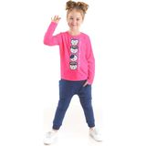 Denokids Japan Cats Kız Çocuk T-Shirt Pantolon Takım - 2 Yaş - Lacivert - Pembe