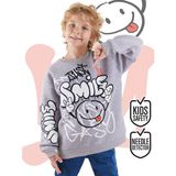 Denokids Just Smile Erkek Çocuk Gri Sweatshirt - 4 Yaş