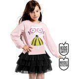 Denokids Kalp Gözlük Kız Çocuk Tüllü Sweatshirt Etek Takım - 3 Yaş - Gri