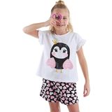 Denokids Kalpli Baykuş Kız Çocuk Yazlık T-shirt Şort Takım