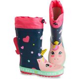 Denokids Kalpli Unicorn Kız Çocuk Lacivert Yağmur Botu - Lacivert - Pembe
