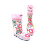 Denokids Kedi Çiçekli Kız Çocuk Pembe Yağmur Botu Renkli