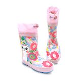 Denokids Kedi Çiçekli Kız Çocuk Pembe Yağmur Botu