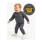 Denokids Kedi Erkek Bebek Koyu Gri Eşofman Takım