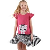 Denokids Kedicik Kız Çocuk Fuşya Yazlık Elbise - 5 Yaş - Pembe